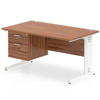 Impulse Cable Managed Straight Desk With Single Fixed Pedestal