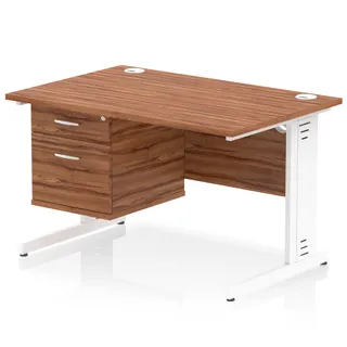 Impulse Cable Managed Straight Desk With Single Fixed Pedestal