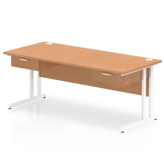 Impulse Cantilever Straight Desk With Two One Drawer Fixed Pedestals