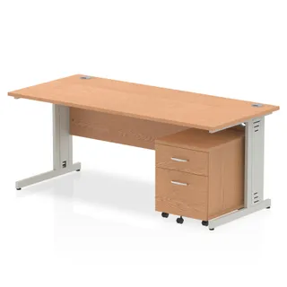 Impulse Cable Managed Straight Desk With Mobile Pedestal