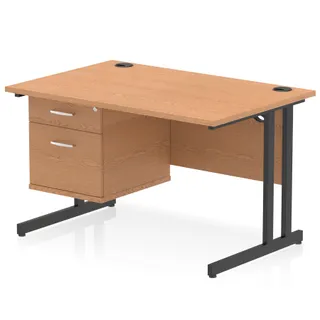 Impulse Cantilever Straight Desk With Single Fixed Pedestal