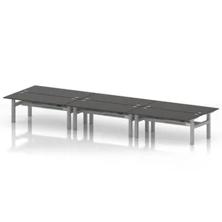Air Back-to-Back Height Adjustable Bench Desk - 6 Person