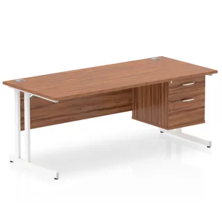 Impulse Cantilever Straight Desk With Single Fixed Pedestal