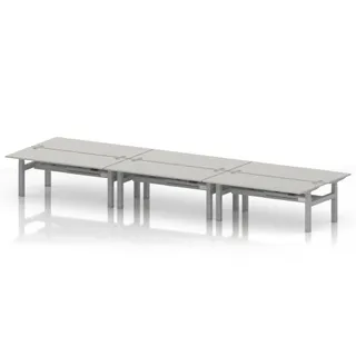 Air Back-to-Back Height Adjustable Bench Desk - 6 Person