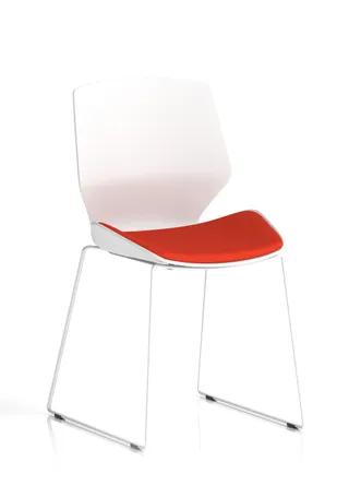 EE - Florence Sled White Frame Fabric Seat Visitor Chair