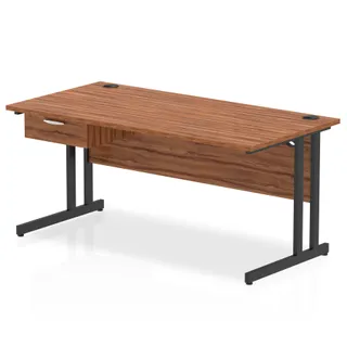Impulse Cantilever Straight Desk With Single One Drawer Fixed Pedestal