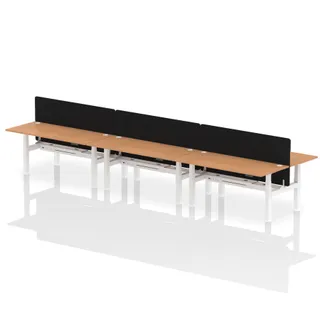 Air Back-to-Back Height Adjustable Bench Desk - 6 Person