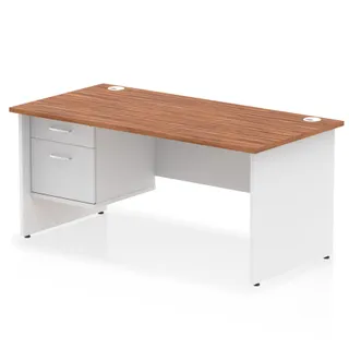 Impulse Panel End Straight Desk With Single Fixed Pedestal