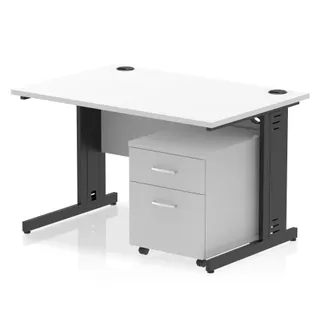 Impulse Cable Managed Straight Desk With Mobile Pedestal