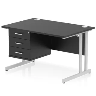 Impulse Cantilever Straight Desk With Single Fixed Pedestal