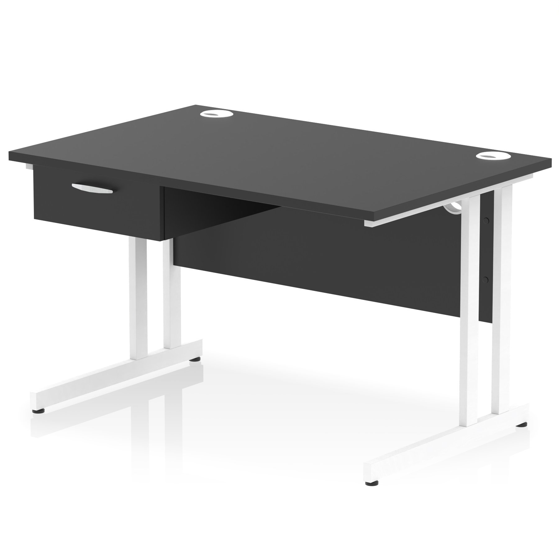 Impulse Cantilever Straight Desk With Single One Drawer Fixed Pedestal