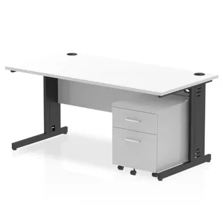 Impulse Cable Managed Straight Desk With Mobile Pedestal