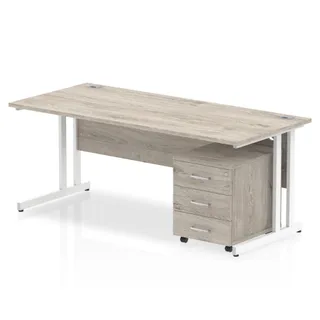 OE - Impulse Cantilever Straight Desk With Mobile Pedestal