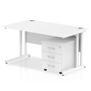 Impulse Cantilever Straight Desk With Mobile Pedestal