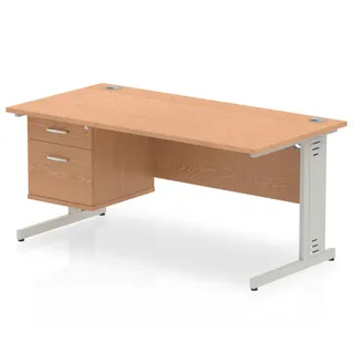 Impulse Cable Managed Straight Desk With Single Fixed Pedestal
