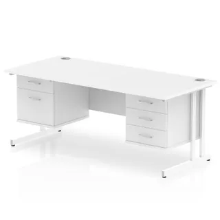 Impulse Cantilever Straight Desk With Two Fixed Pedestal