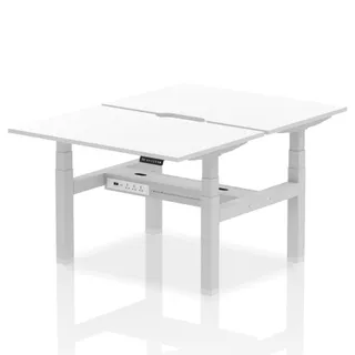Air Back-to-Back Scalloped Edge Height Adjustable Bench Desk - 2 Person