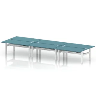 Air Back-to-Back Height Adjustable Bench Desk - 6 Person