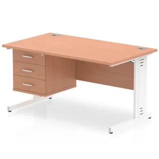 Impulse Cable Managed Straight Desk With Single Fixed Pedestal