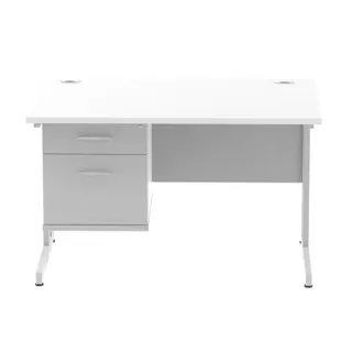 Impulse Cantilever Straight Desk With Single Fixed Pedestal
