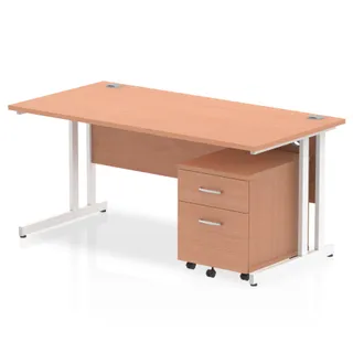 EE - Impulse Cantilever Straight Desk With Mobile Pedestal