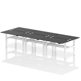 Air Back-to-Back Height Adjustable Bench Desk - 6 Person