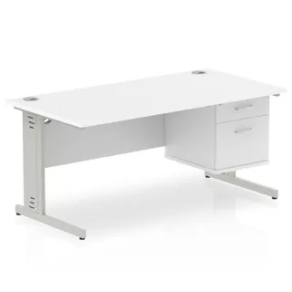 Impulse Cable Managed Straight Desk With Single Fixed Pedestal