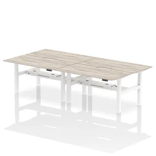 Air Back-to-Back Scalloped Edge Height Adjustable Bench Desk - 4 Person