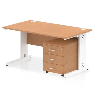 Impulse Cable Managed Straight Desk With Mobile Pedestal