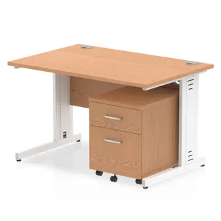 Impulse Cable Managed Straight Desk With Mobile Pedestal