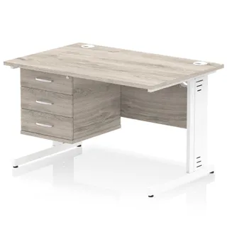 Impulse Cable Managed Straight Desk With Single Fixed Pedestal