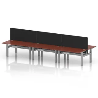 Air Back-to-Back Height Adjustable Bench Desk - 6 Person