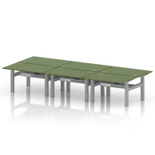 Air Back-to-Back Height Adjustable Bench Desk - 6 Person