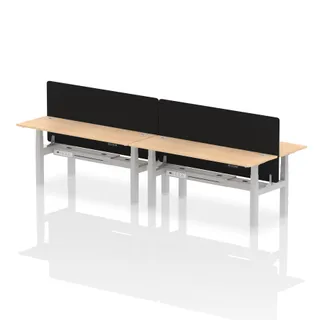 Air Back-to-Back Slimline Height Adjustable Bench Desk - 4 Person