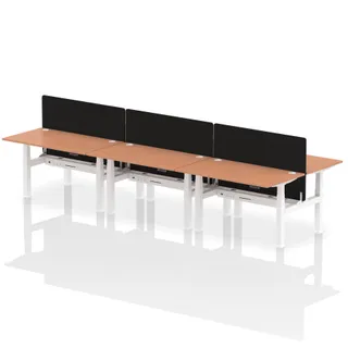 Air Back-to-Back Height Adjustable Bench Desk - 6 Person