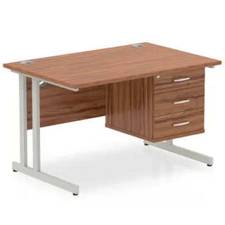 Impulse Cantilever Straight Desk With Single Fixed Pedestal