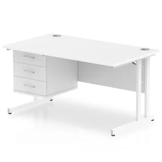 OE - Impulse Cantilever Straight Desk With Single Fixed Pedestal