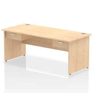 Impulse Panel End Straight Desk With Two One Drawer Fixed Pedestals