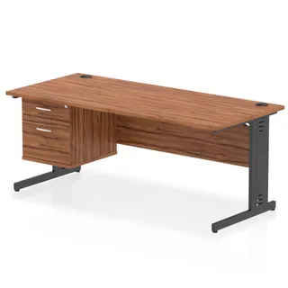 Impulse Cable Managed Straight Desk With Single Fixed Pedestal