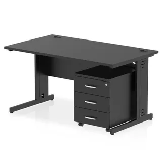 Impulse Cable Managed Straight Desk With Mobile Pedestal