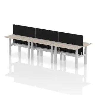 Air Back-to-Back Slimline Height Adjustable Bench Desk - 6 Person