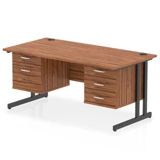 Impulse Cantilever Straight Desk With Two Fixed Pedestal