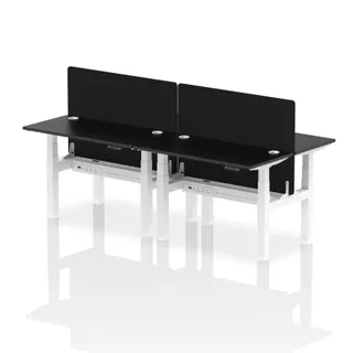 Air Back-to-Back Slimline Height Adjustable Bench Desk - 4 Person