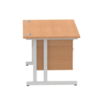 Impulse Cantilever Straight Desk With Single Fixed Pedestal