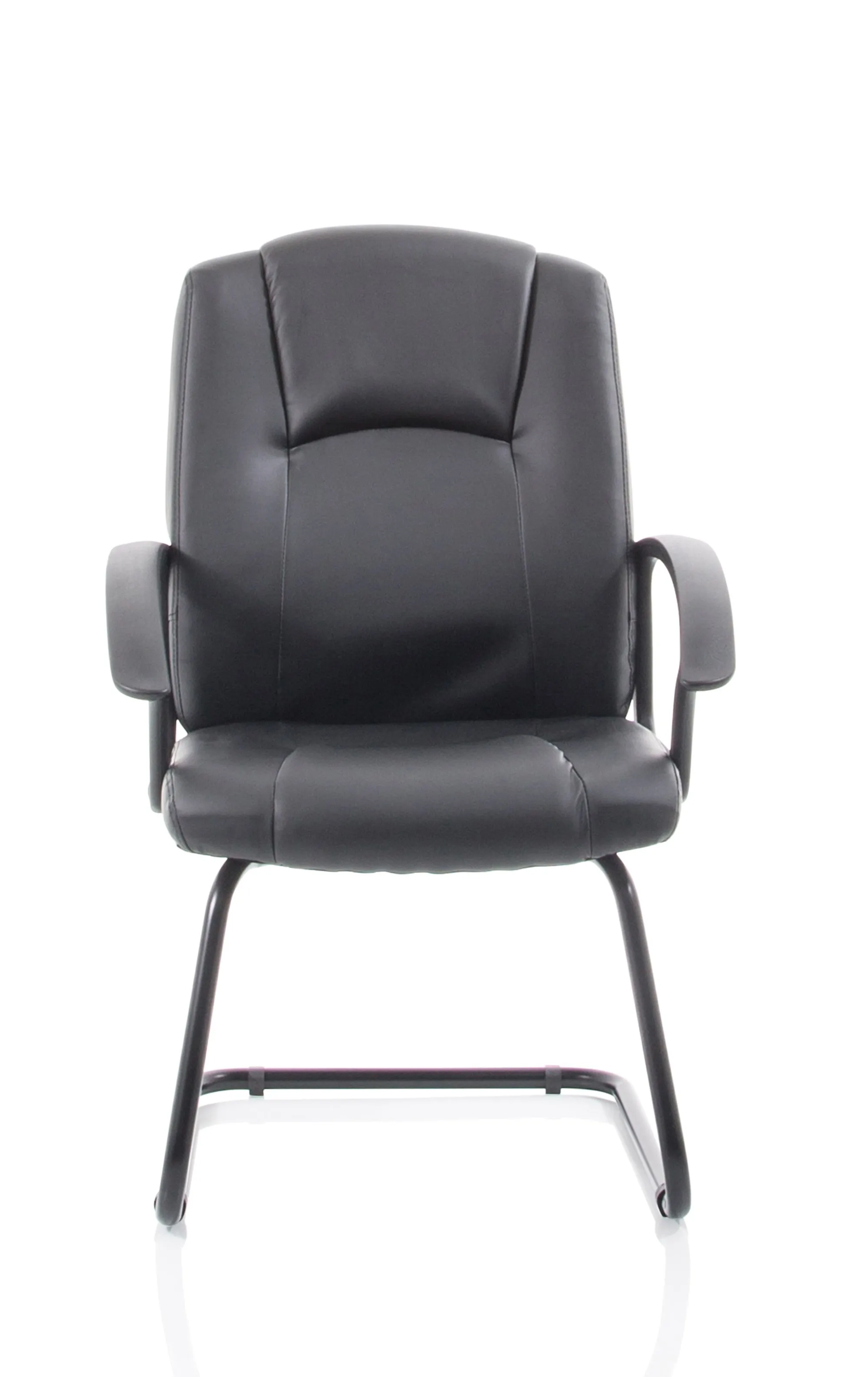 Bella Medium Back Black Bonded Leather Black Frame Cantilever Visitor Chair