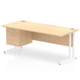Impulse Cantilever Straight Desk With Single Fixed Pedestal