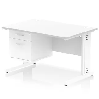 Impulse Cable Managed Straight Desk With Single Fixed Pedestal