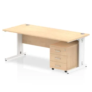 Impulse Cable Managed Straight Desk With Mobile Pedestal