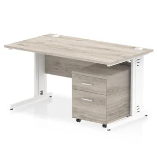 Impulse Cable Managed Straight Desk With Mobile Pedestal