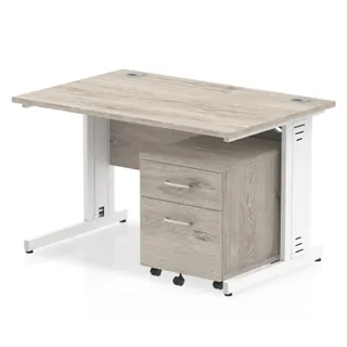 Impulse Cable Managed Straight Desk With Mobile Pedestal